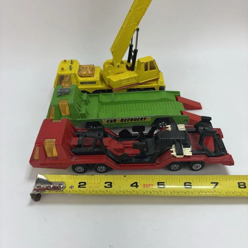 Vintage 70s Matchbox Lesney Super Kings Lot (3) Crane Car Recovery Transporter
